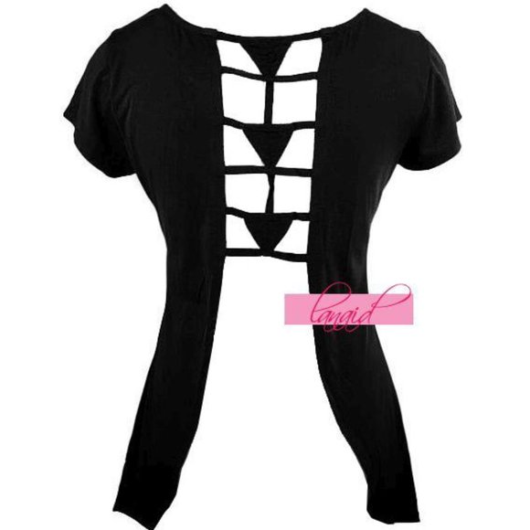 NEW Maurices Open Back V-Neck Backless Crisscross Lace-Up Geometric Tunic Blouse - Picture 3 of 6